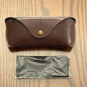 Ralph Lauren POLO Leather Sunglass Eyeglass Case with Cleaning Cloth